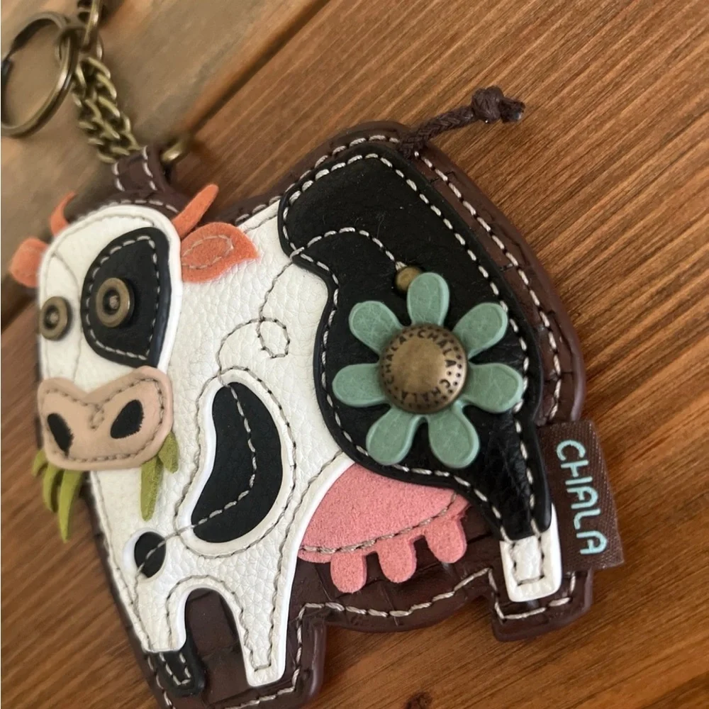 Chala Cow Keychain with Floral Detail